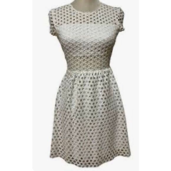 B. Darlin white open knit crotchet overlay Dress size 3/4 - Picture 1 of 9